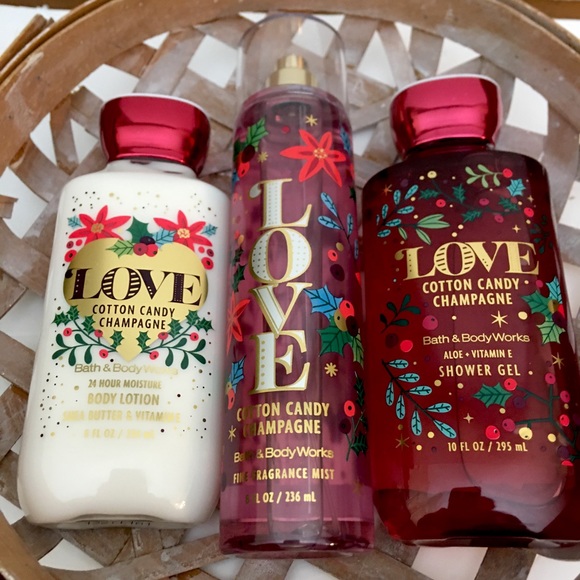 BBW LOVE Cotton Candy Champagne Three Piece Set Shower Gel Lotion Spray … - Picture 1 of 1